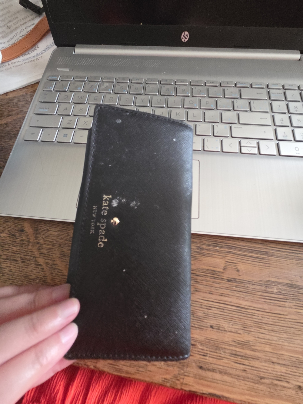 kate spade Black Saffiano Leather Phone Wallet with Gold Logo